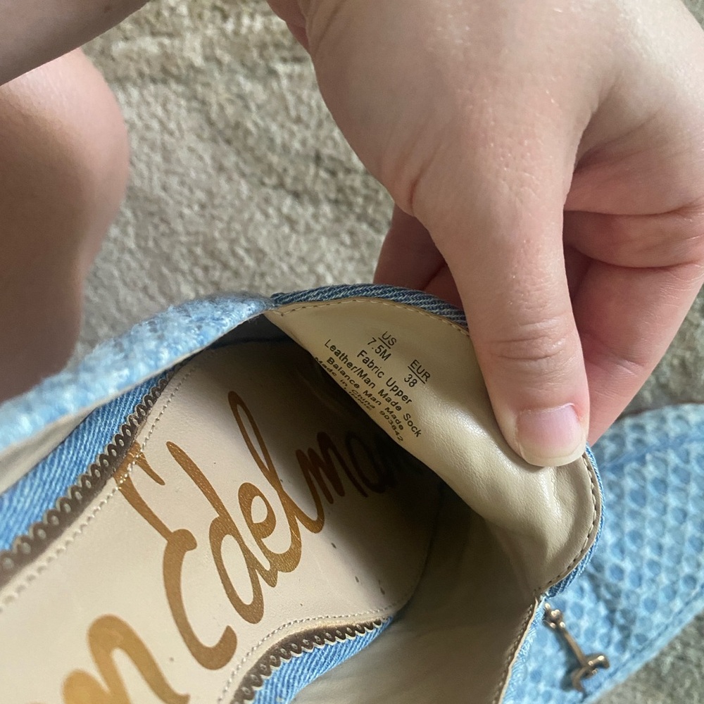 Sam Edelman Light Blue Textured Loafers - Picture 4 of 4